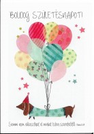 Borítékos képeslap: Boldog Születésnapot! (good news - kutya lufikkal)
